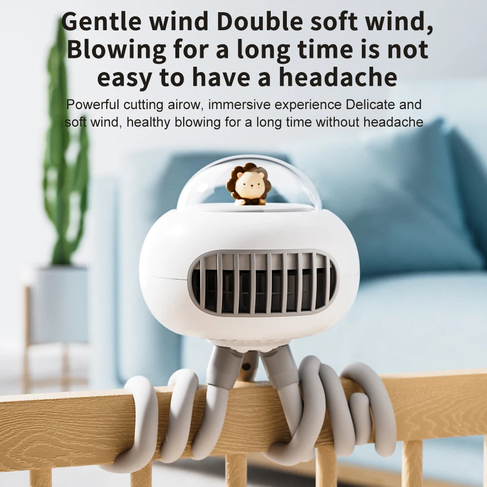 Mini Stroller Fan, Automatic Oscillating Fan, 1200mAh Battery Powered