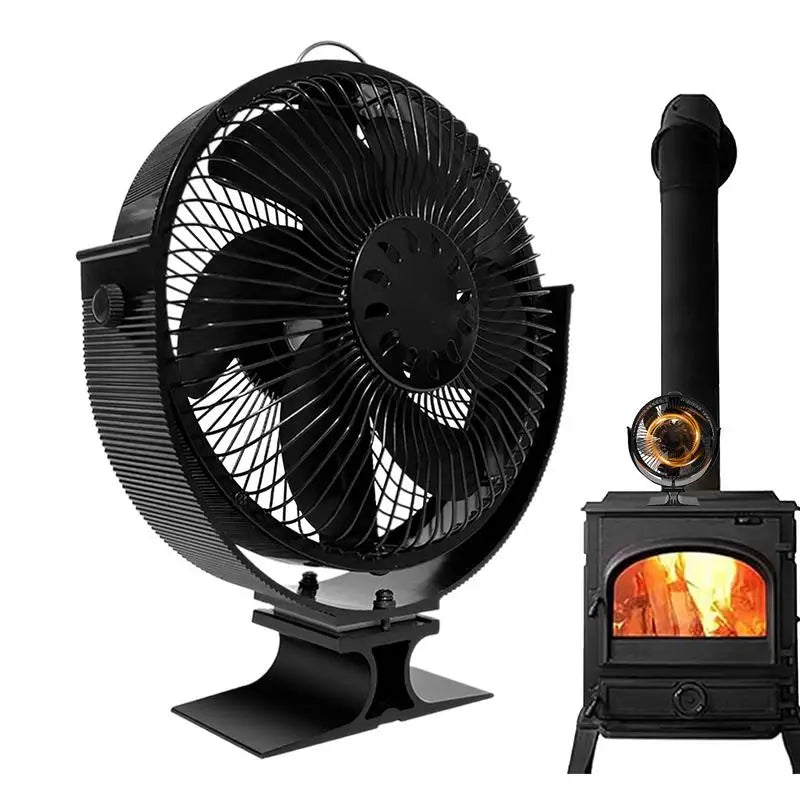 Stove Fan 6-Blade Heat Powered Fireplace Fan With Cover Thermodynamic Fan For Autumn Winter Indoor Wood Burners Fireplaces Warm