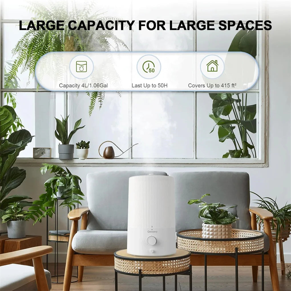 4L Top Fill Ultrasonic Cool Mist Humidifiers for Bedroom, with Oil Diffuser and Nightlight, for Baby Nursery & Plants 50 Hours