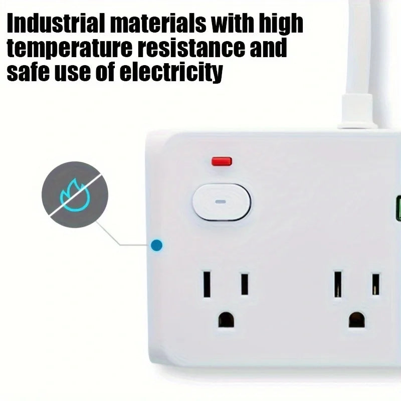 10-in-1 Power Strip US Plug 6AC Outlets Electrical Socket Extension Cord USB Type C Charger Fast Charging Network Filter Adapter
