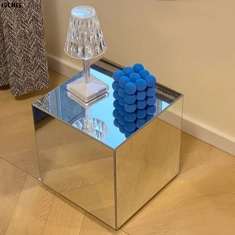 GUIG Mirror Acrylic Square Coffee Table Side Few Simple Bedside Table Decoration Window Base Aesthetic Furniture Meuble Chambre