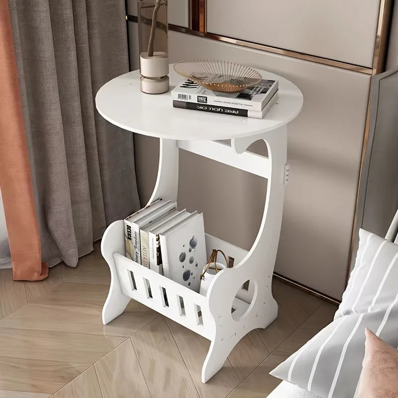 Mini Bedside Table, Tea Table, Portable White Bedside Table with Magazine Rack, Perfect for Home Use, Bedroom Bedside Table