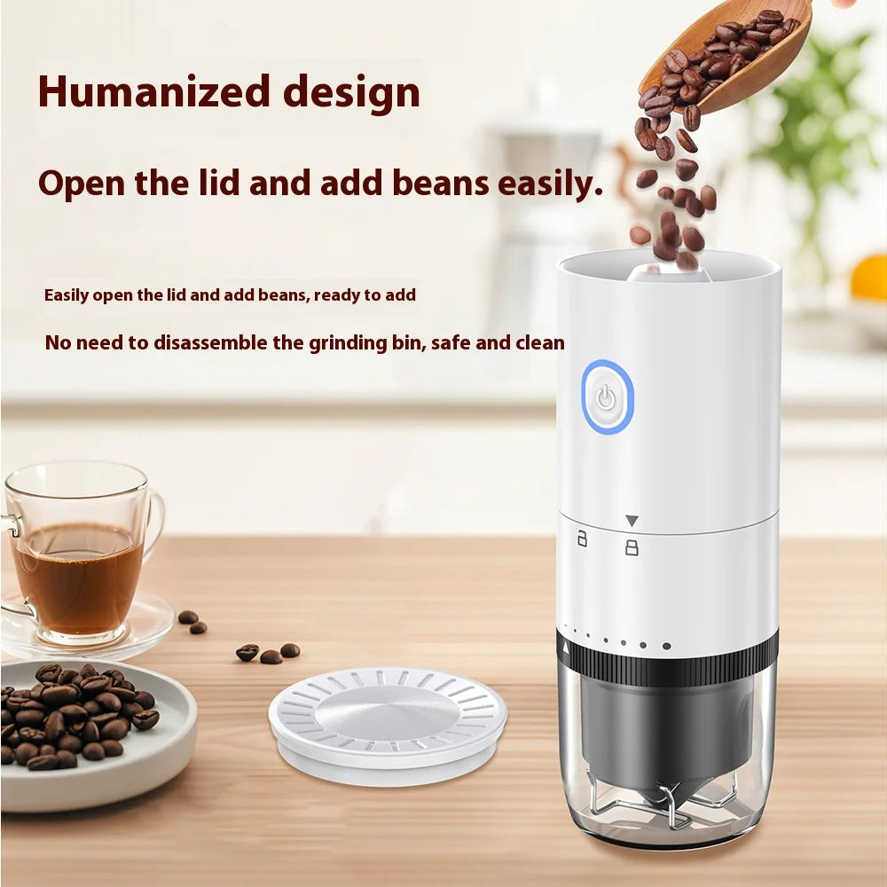 Coffee Grinder For Outdoor Household Use, Detachable Lid, Adjustable Thickness For Adding Beans, Electric Ceramic Coffee Grinder
