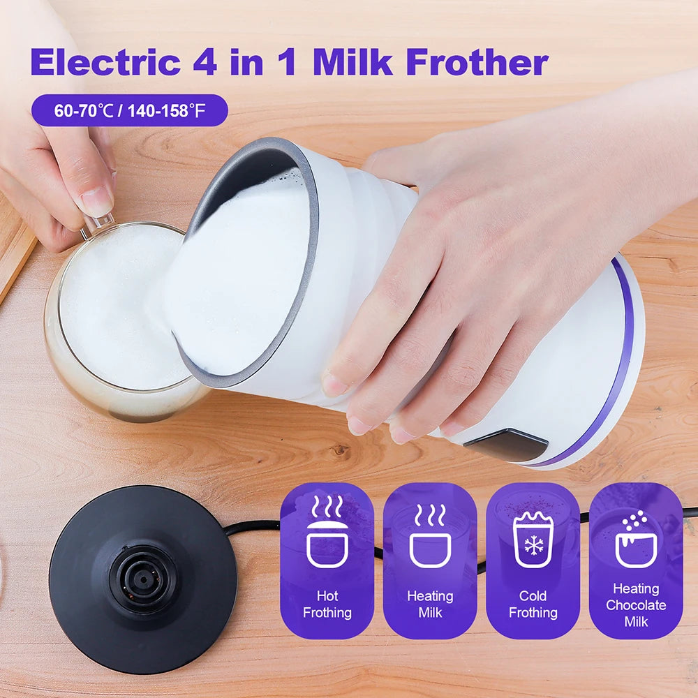 4-IN-1 Electric Milk Frother Milk Foam Machine For Coffee Cappuccino Latte Hot Cold Foam Maker Automatic Milk Frother Foamer
