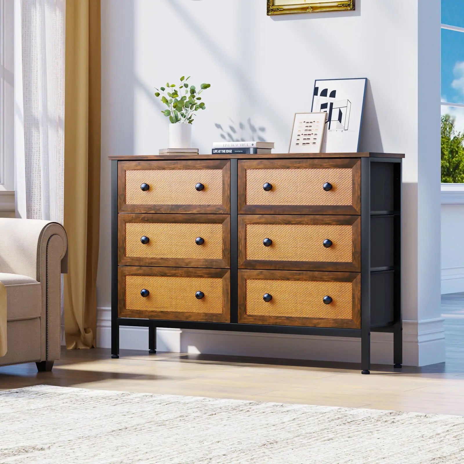 6-Drawers Dresser Chest of Drawers Fabric Storage Bedroom Organizer Cabinet