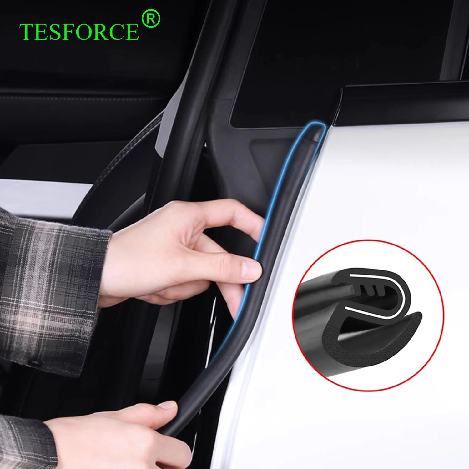 For Tesla Model Y 2021-2024 Door Seal Strip Kit Soundproof Rubber Weatherstrip for Model 3 B-Pillar Sealing Set Noise Reduction