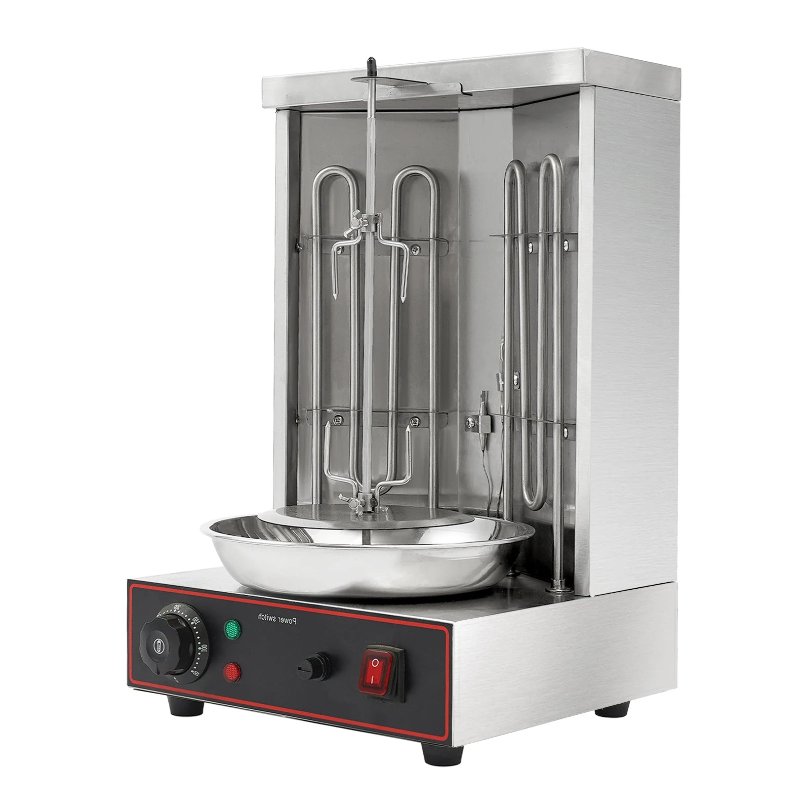 Electric Shawarma Grill Machine 3000W 201 Stainless Steel 2 Heating Tubes 360° Automatic Rotating Design