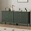 3 Drawer Dresser Set of 2, Fluted Wood Drawers for Bedroom, Modern Painted 30 inch Wide Nightstand for Bedroom, Entryway