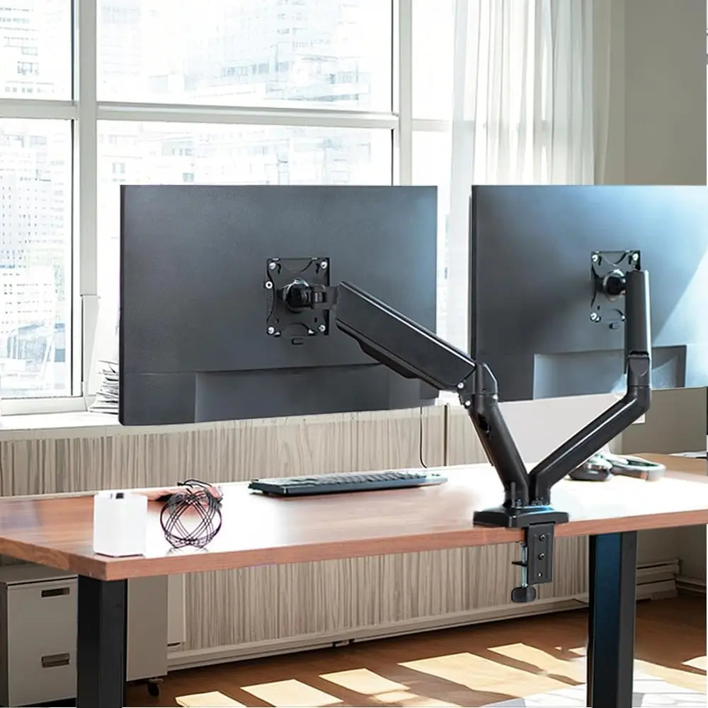 Dual Monitor Desk Mount up to 32 inches Screens Height Adjustable Monitor Stand, Heavy Duty Arm,VESA 75x75mm or 100x100mm, Black