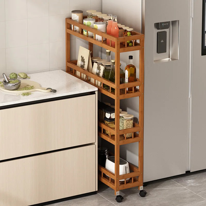 Kitchen multi-functional storage rack, crevice trolley, household living room mobile bathroom multi-layer floor-standing storage