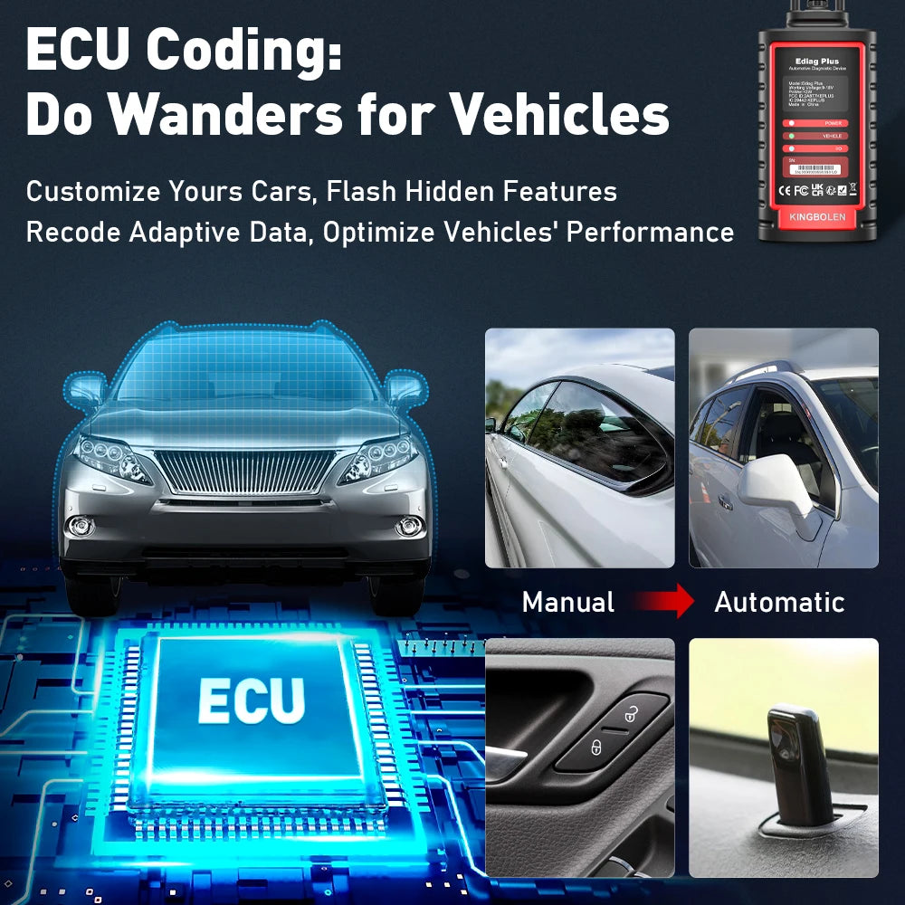 KINGBOLEN Ediag Plus OBD2 Scanner CANFD Protocol ECU Coding Bidirectional Control ALL software Free Update Auto Diagnostic tool