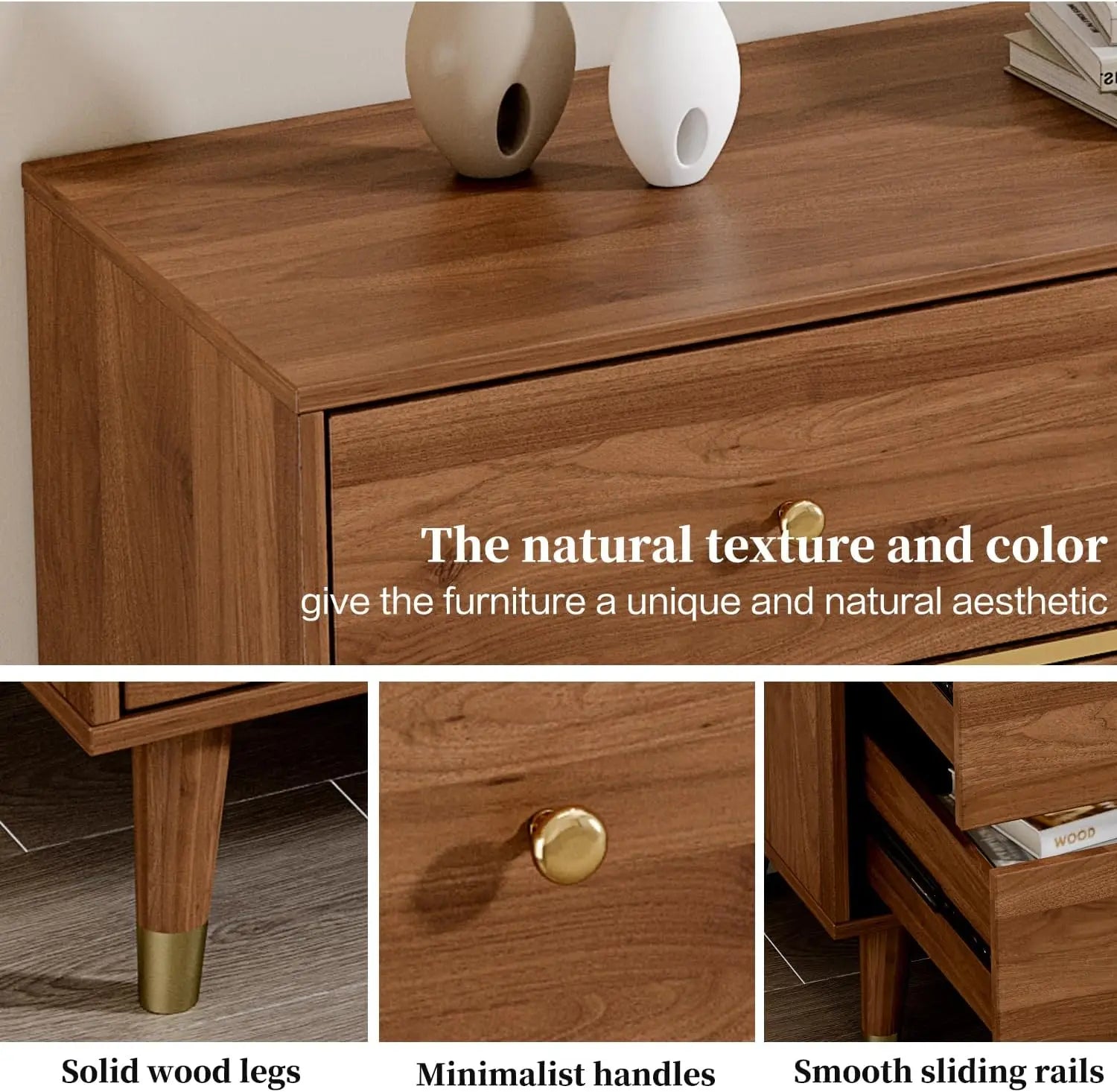 9 Drawer Dresser, 63"" Wide Mid Century Modern Chest Of Drawers,Wood Storage Drawer Organizer For Bedroom, Living Room,With