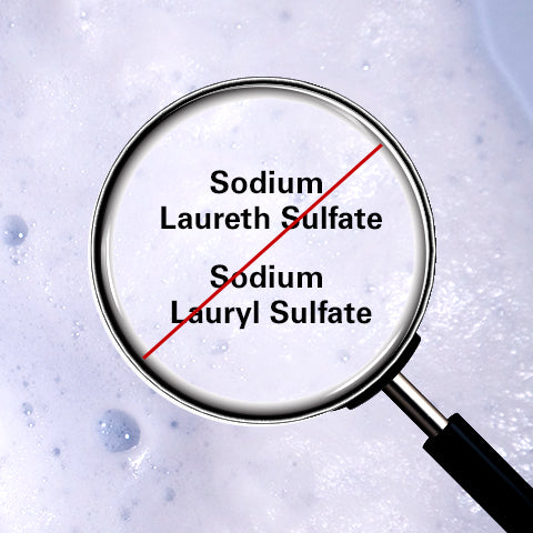 sodium laureth sulfate and sodium lauryl sulfate magnifying glass