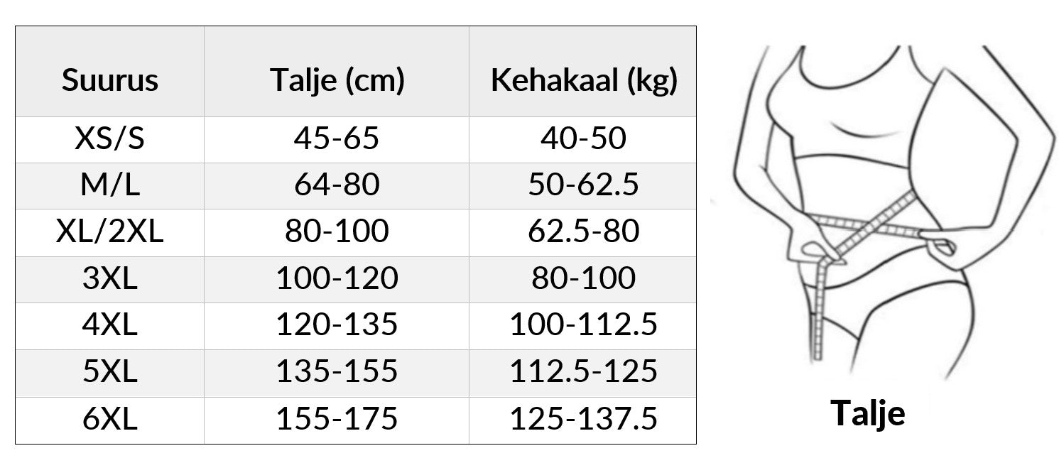 mõõdutabel-kõrge-pihaga-salendav-pesu-kaubadkoju.ee