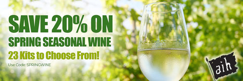 Save 20% on spring seasonal wine recipe kits when you use code SPRINGWINE at checkout.