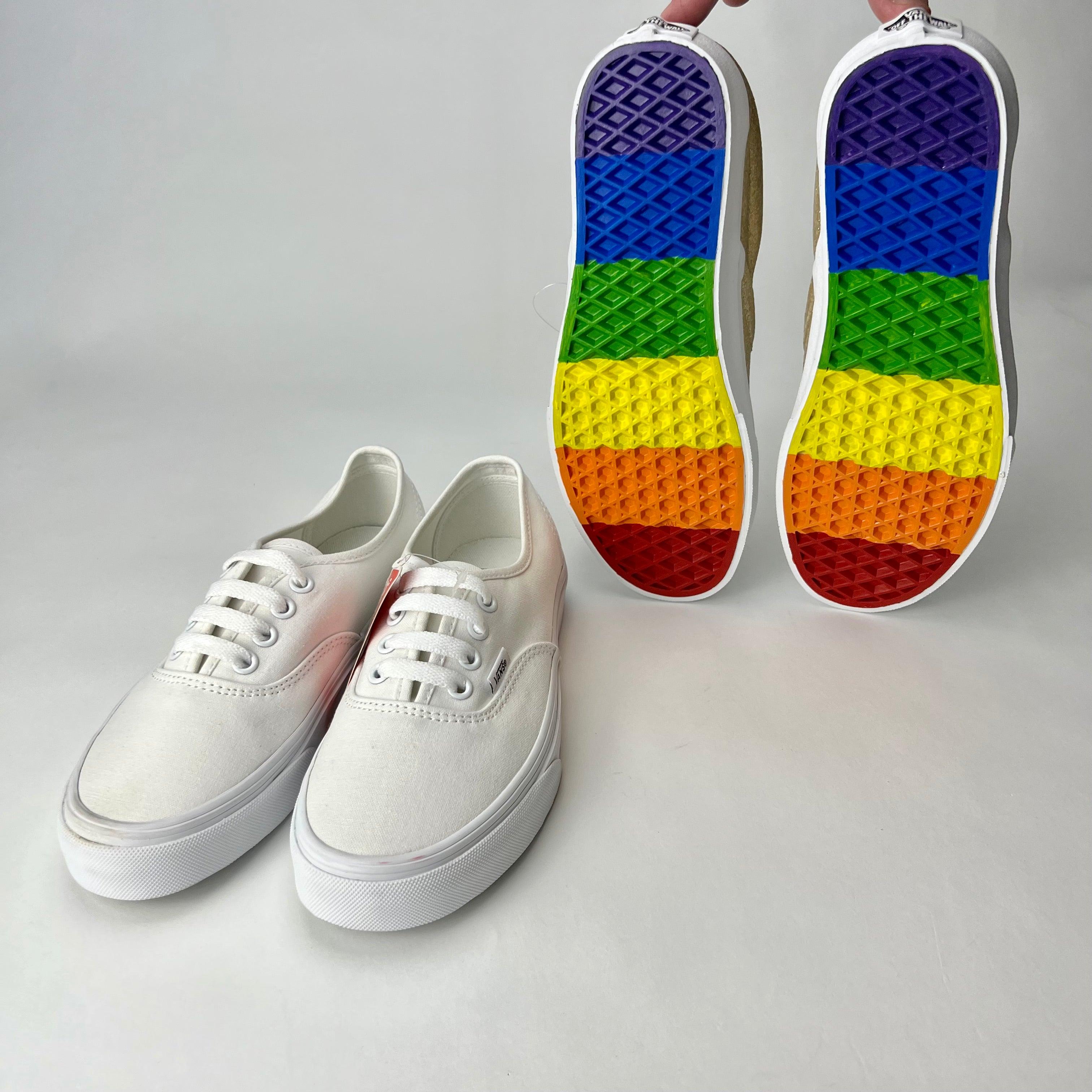 rainbow bottom vans shoes