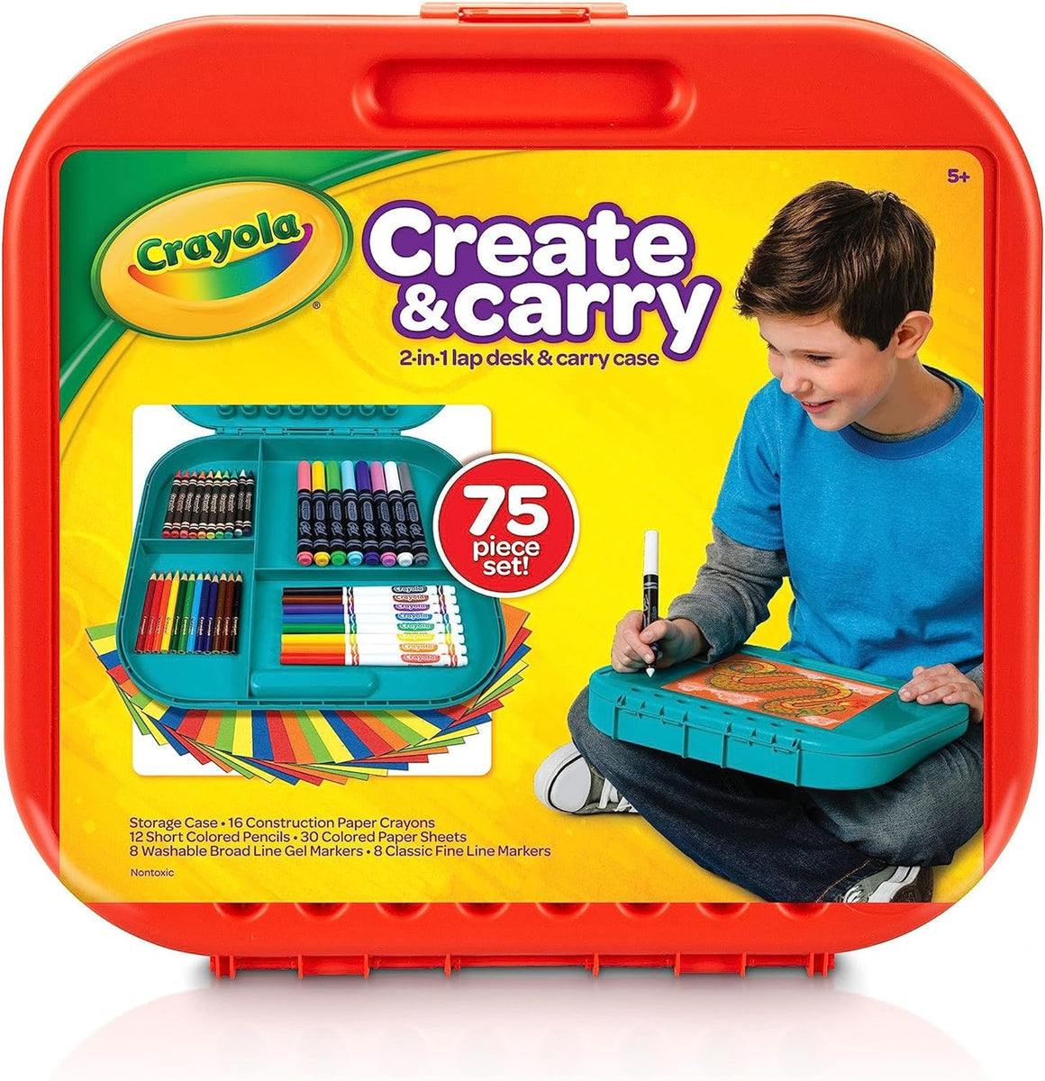 Crayola 2-In-1 Lap Desk & Carry Case 75 Pc. Set