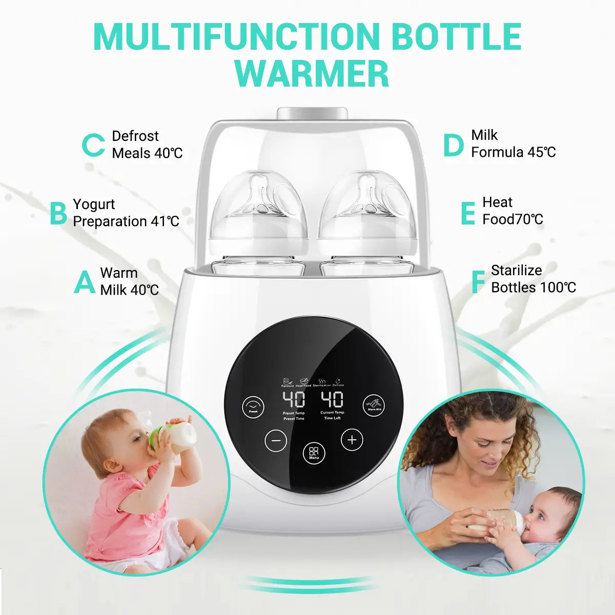 Bioby Baby Bottle Warmer, Eivotor Steam 6-in-1 Double Food