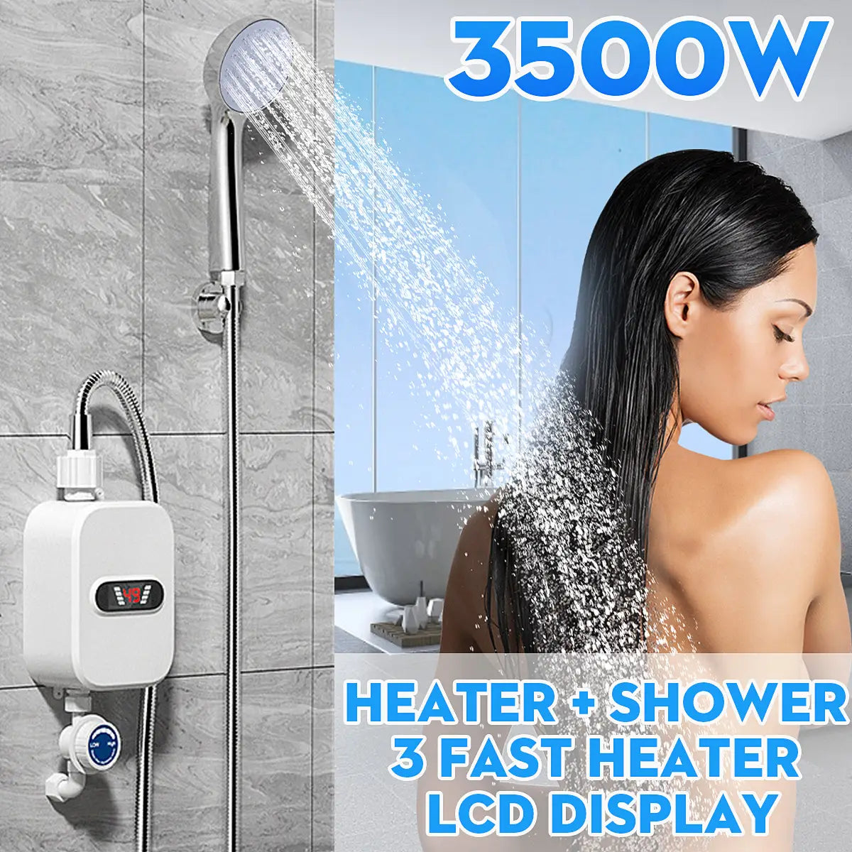 3500w 110v Instant Water Heater Shower 3s Heating Bathroom