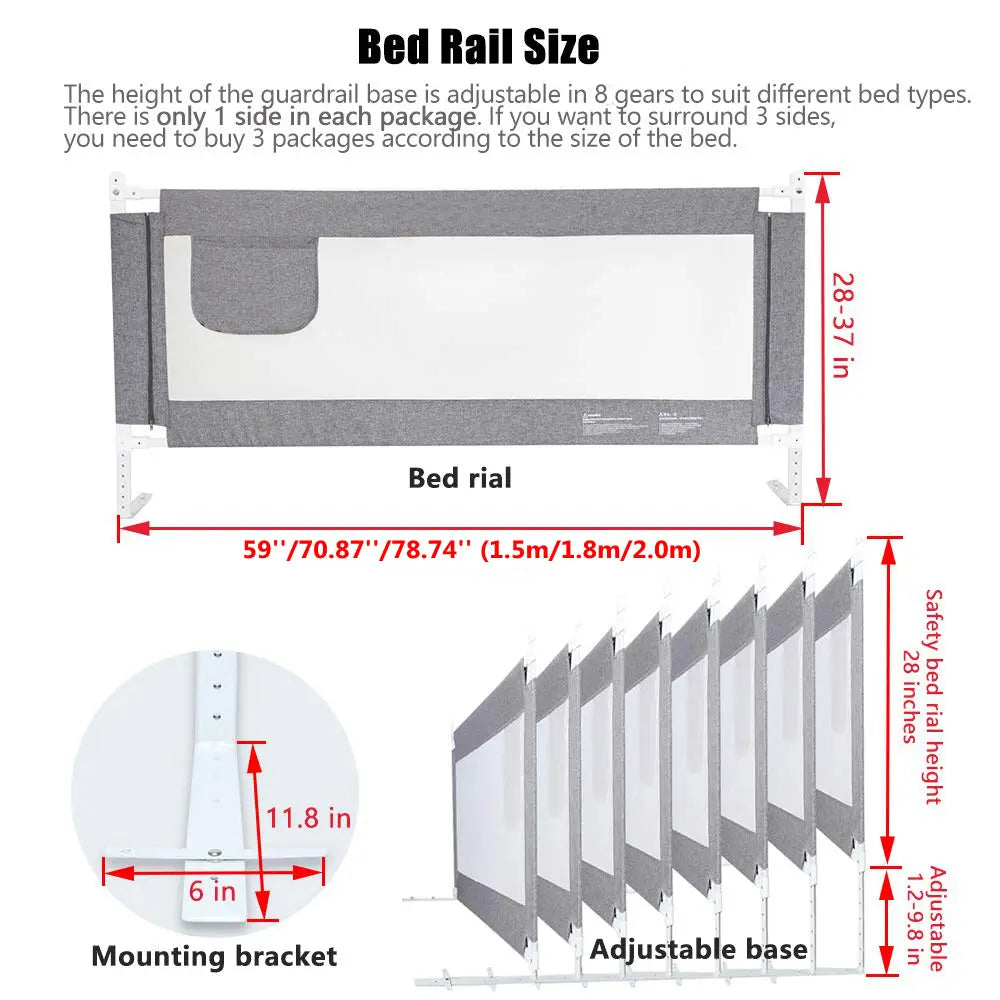 1.5/1.8/2m Bed Rail Baby Guard Toddler Safety Guardrail Kids