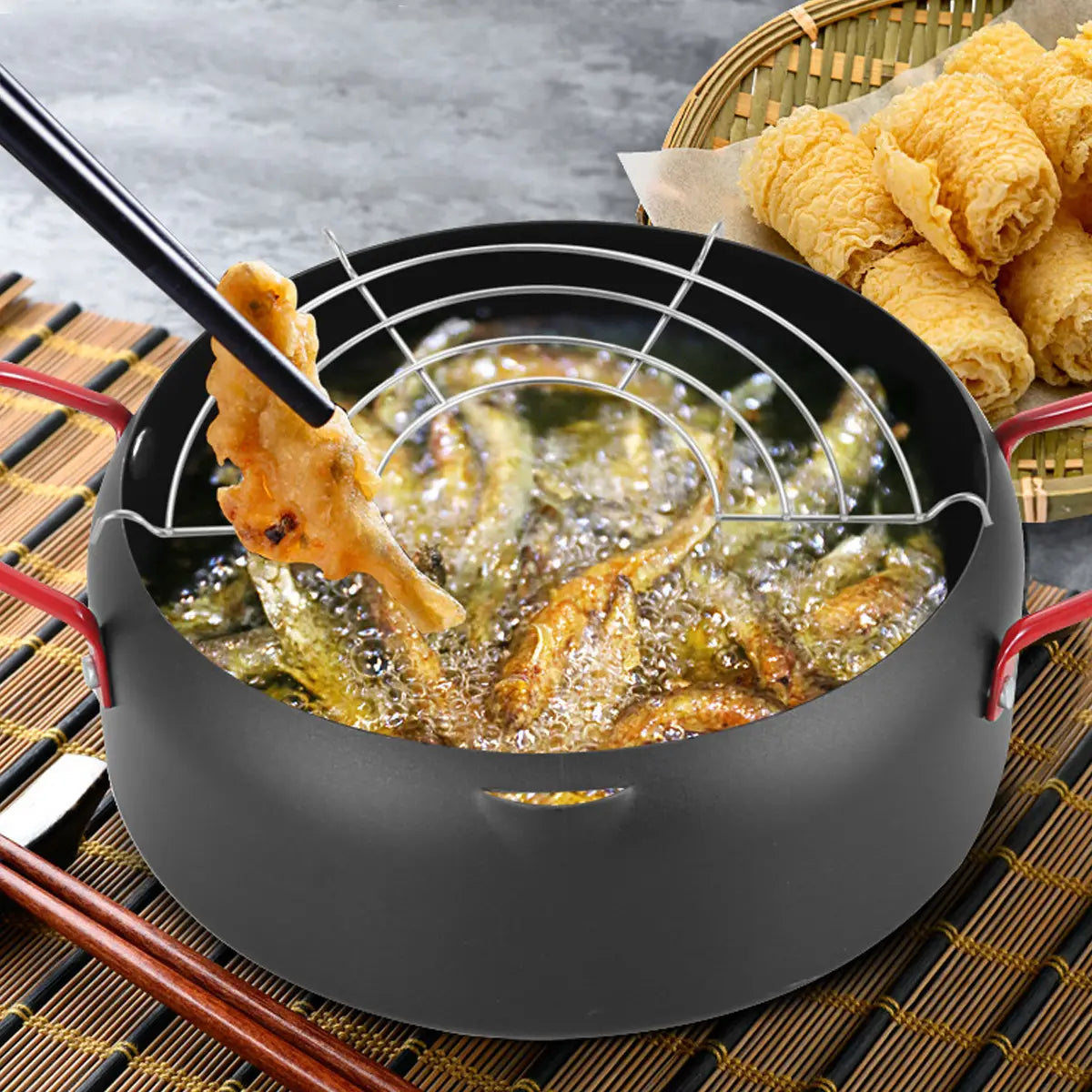 Portable Deep Fryer Pot Basket Frying Pots For Japanese