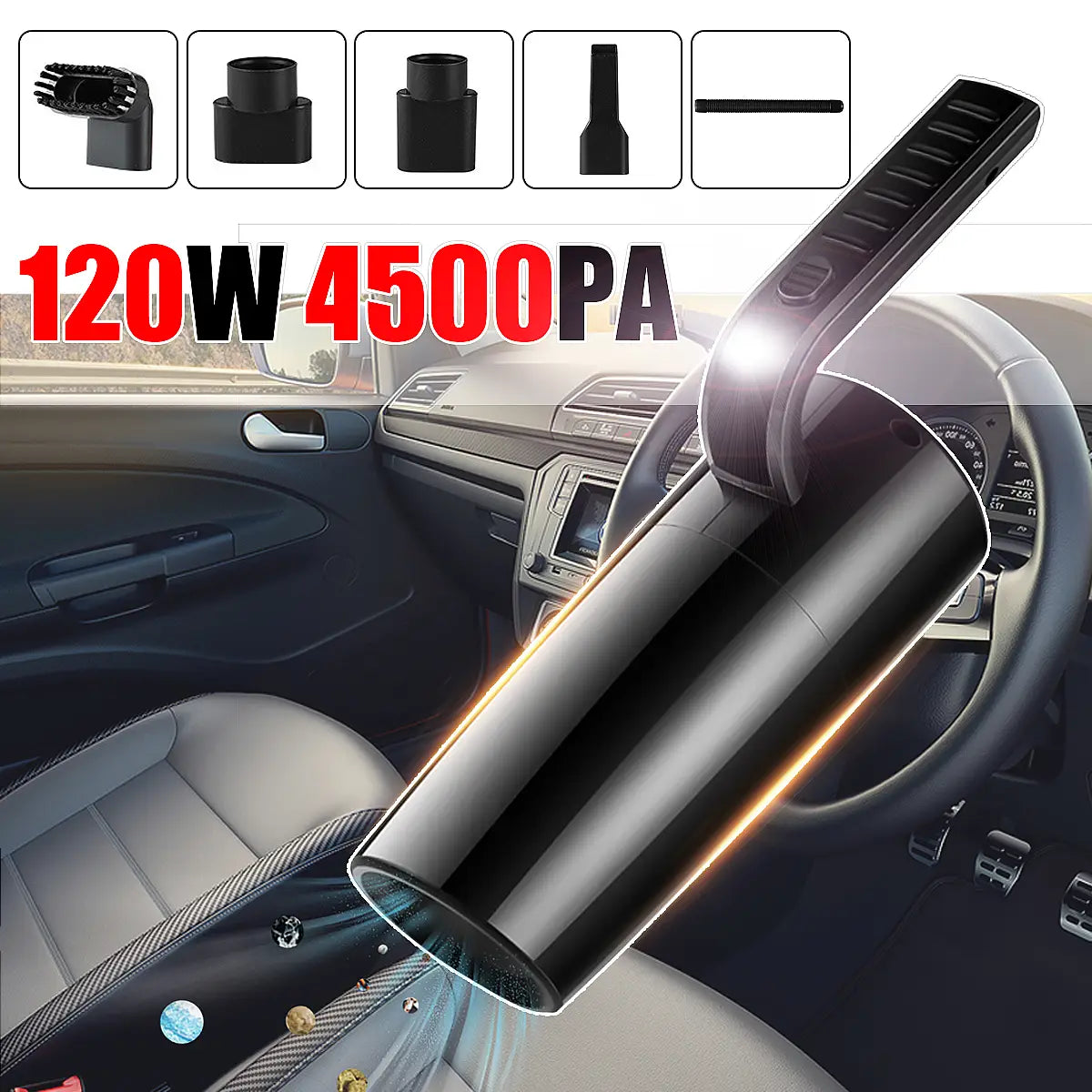 120w Portable Handheld Car Vacuum Cleaner 4500pa Powerful