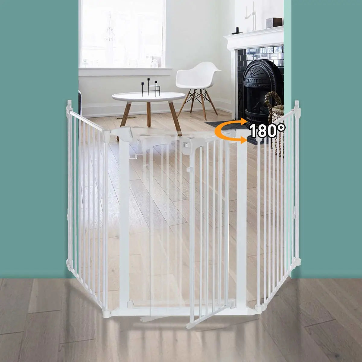 Kingso White/black Adjustable Auto Close Metal Baby Gate