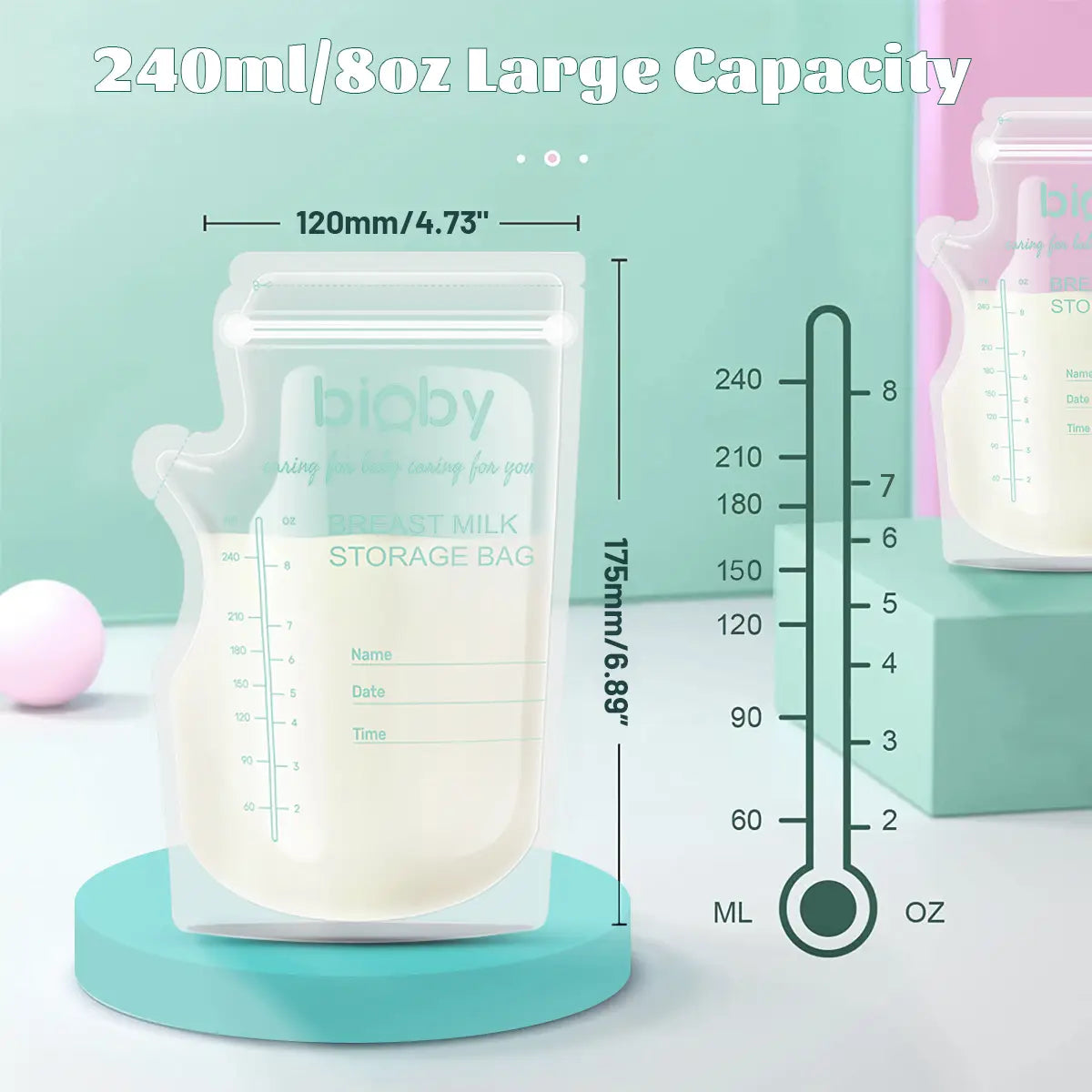 Bioby 100pcs 40ml Milk Freezer Bags Leakproof Mother Baby