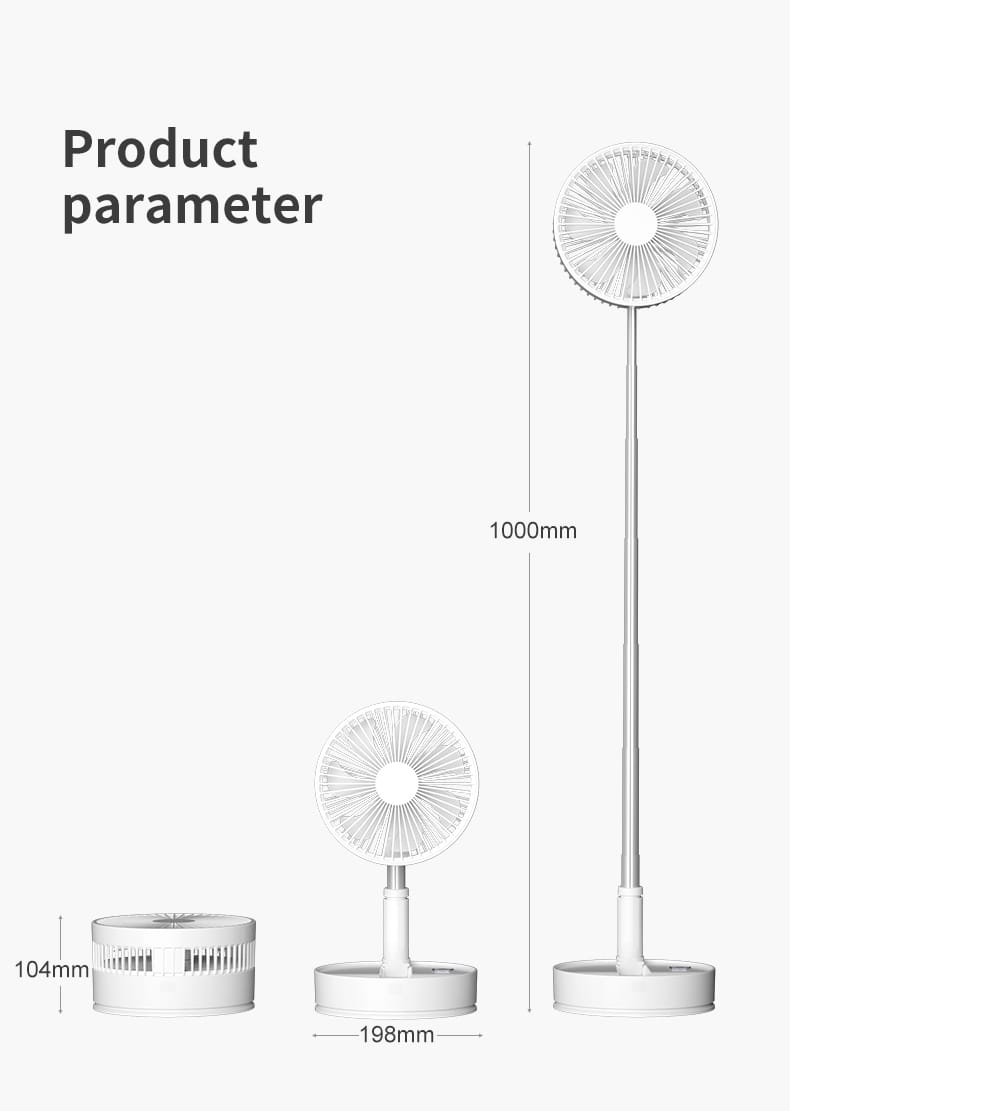 Folding Fan Usb Desktop With Remote Control 8 Inches