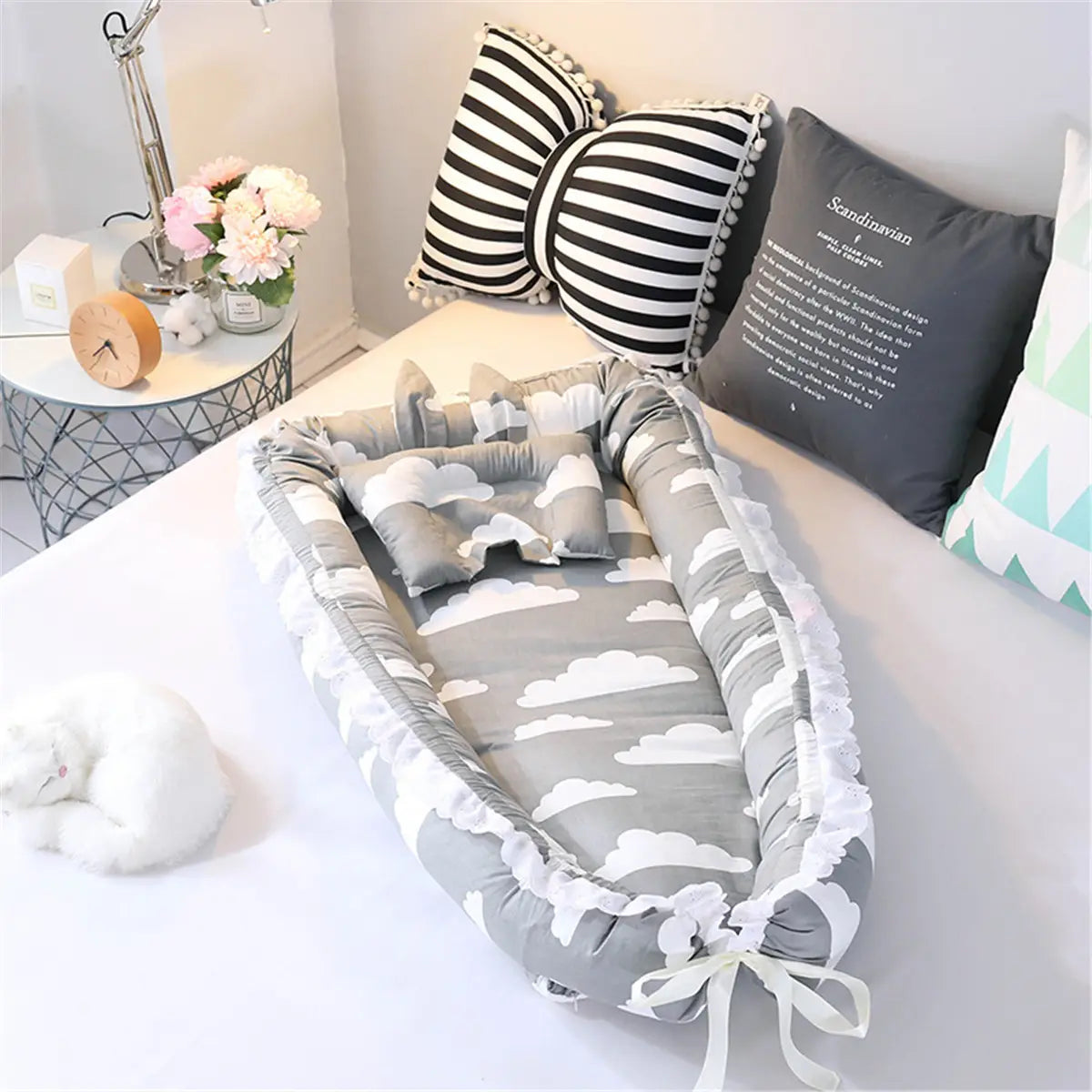 Portable Folding Bed Baby Pillow Sleep Cushion Cot Crib