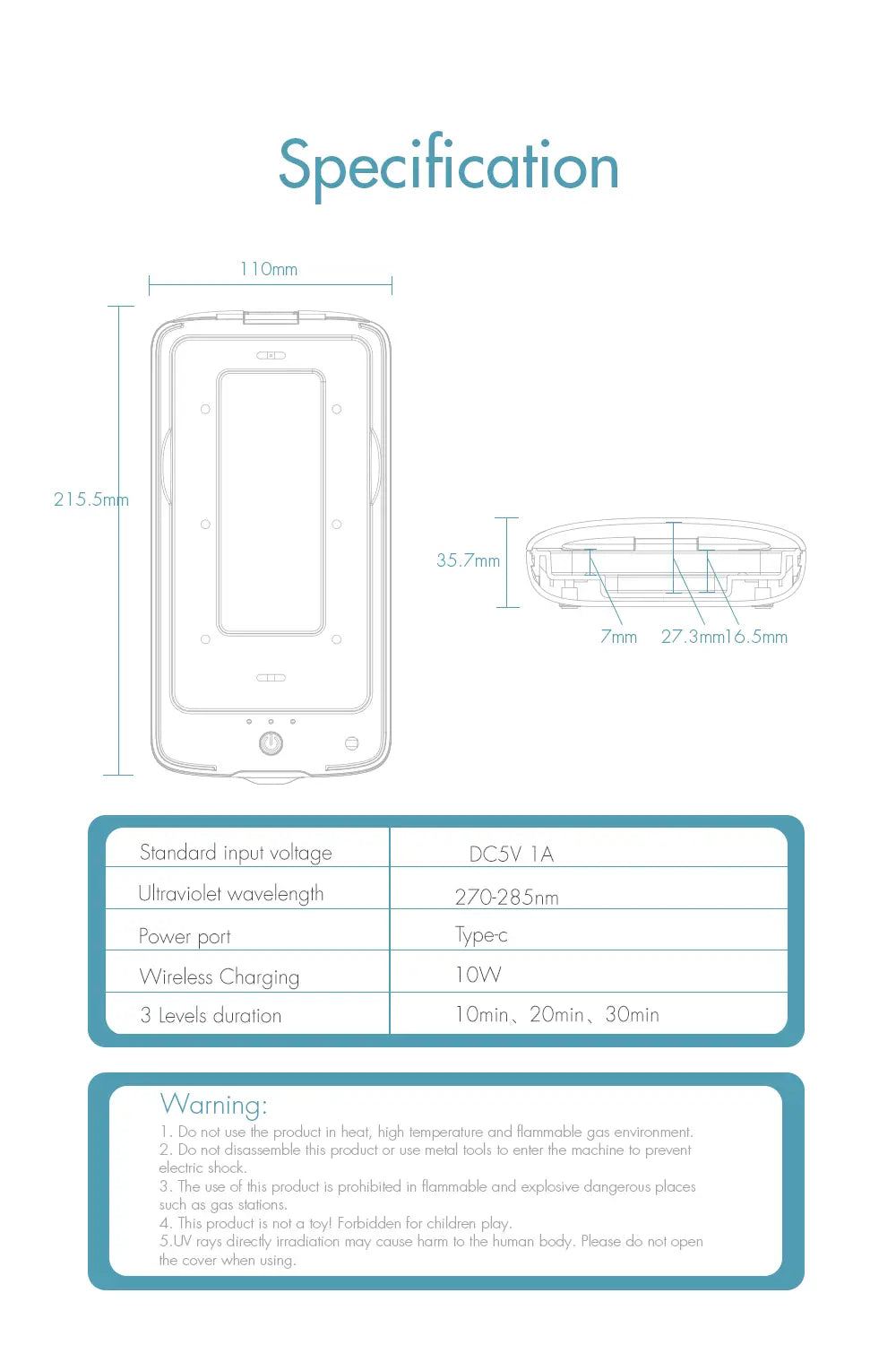 X40 Mobile Phone Wireless Charger Charging Disinfection