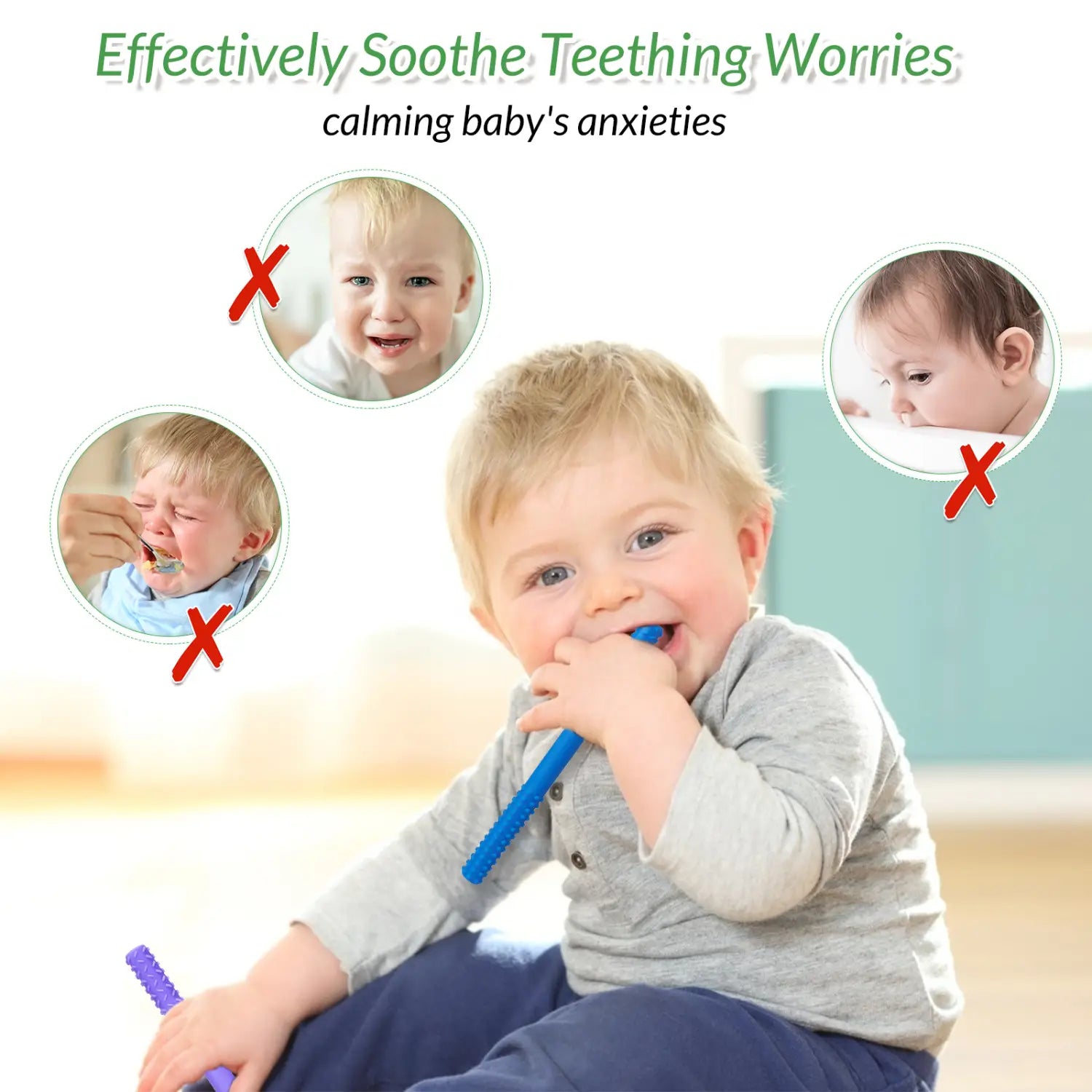 Baby Teething Bars Flexible Easy To Hold Silicone Hollow