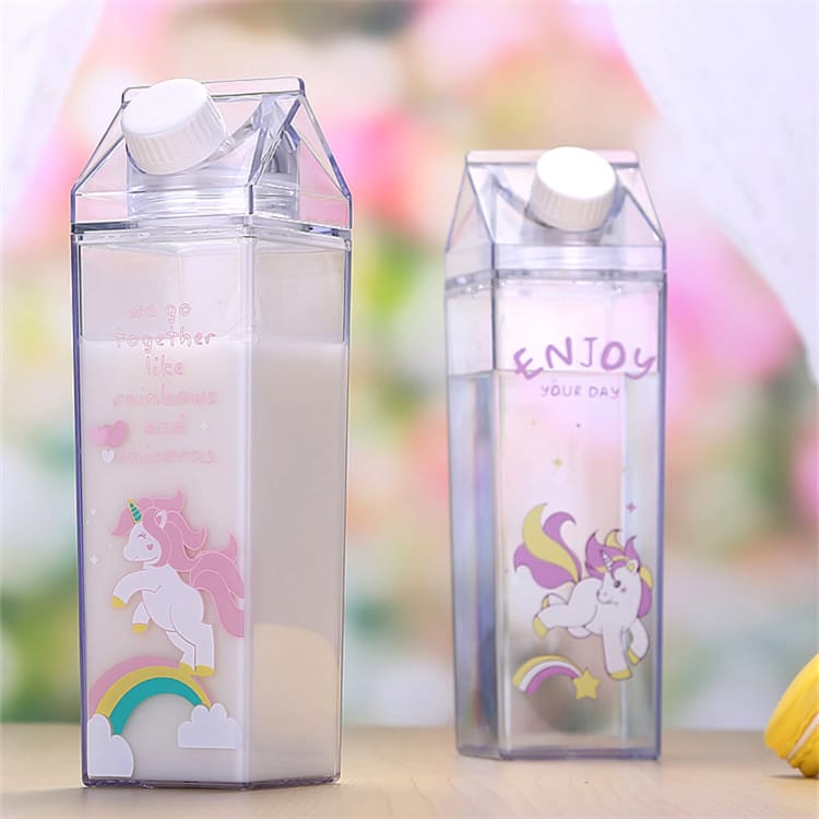 Portable Milk Carton Water Bottle Novelty Cartoon