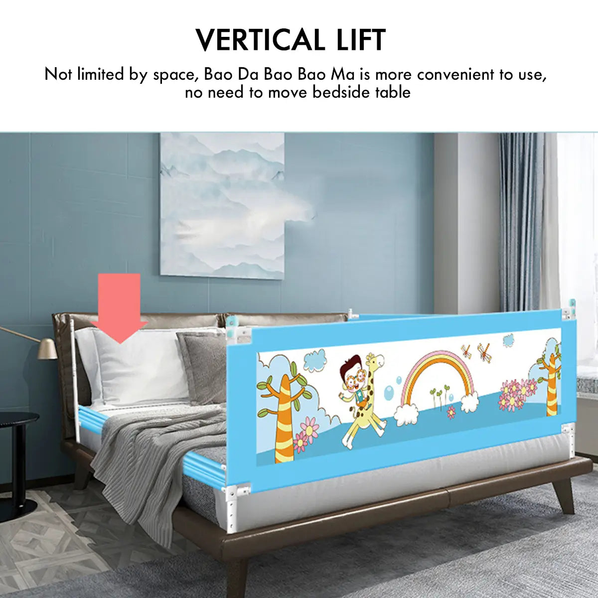 Foldable Child Safety Barrier Baby Bed Guardrail Anti-fall