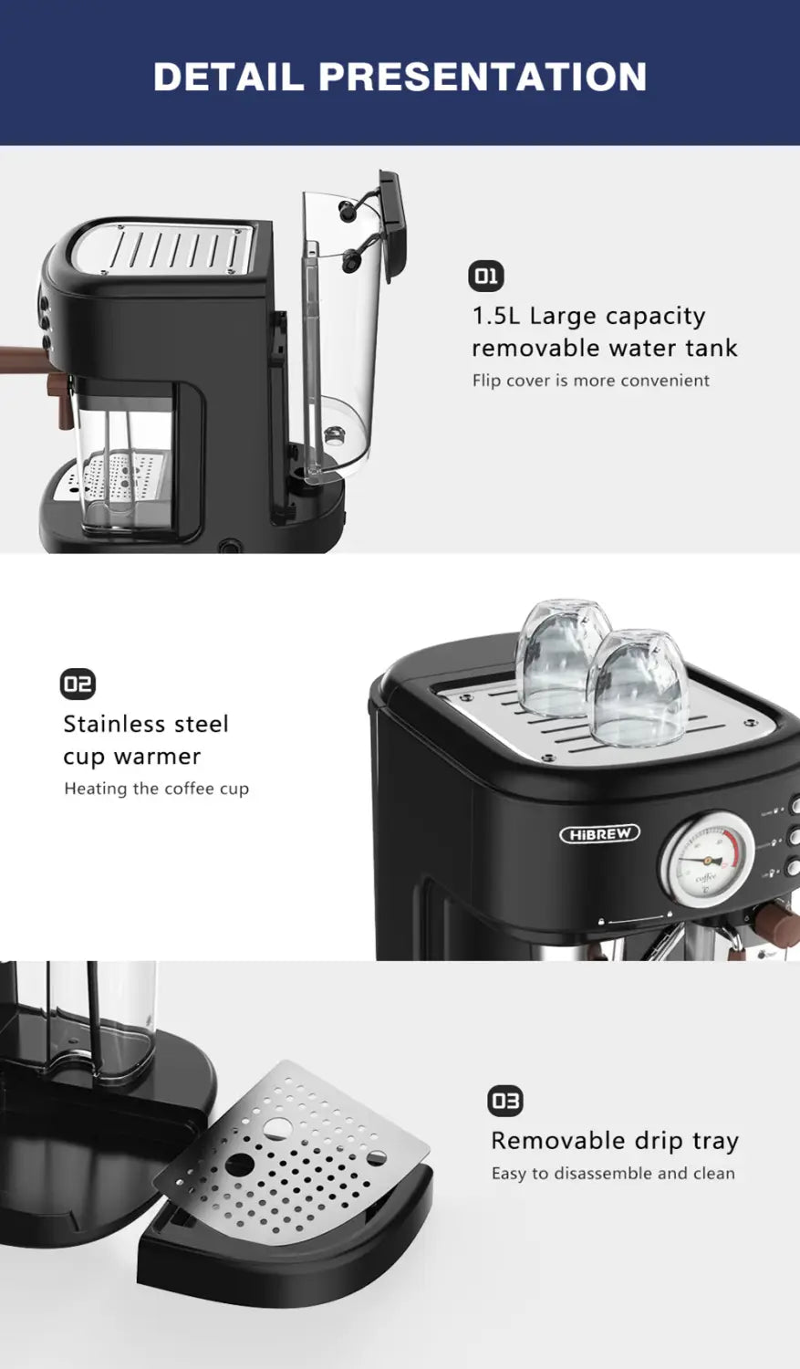 Hibrew H8a 3 In 1 Coffee Machine 19bar High Pressure