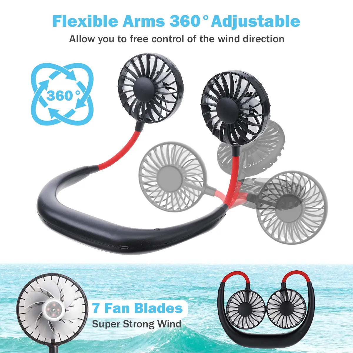 Portable Mini Fan Neckband Lazy Neck Hanging Style Cooling