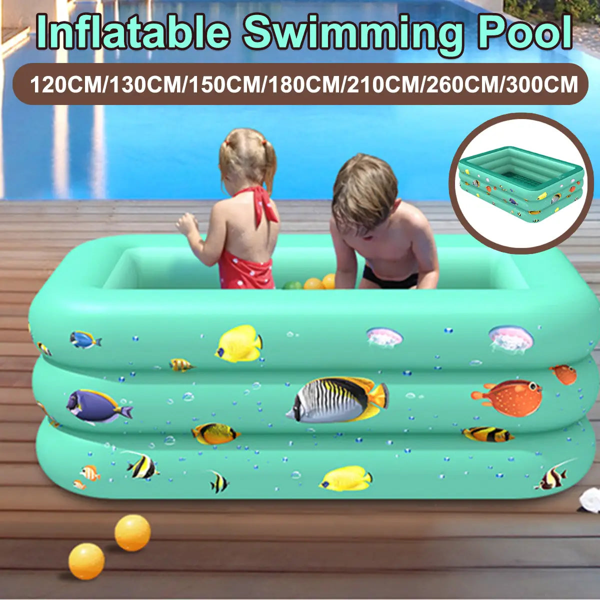 Inflatable Square Kids Swimming Padding Pool Play Bathing