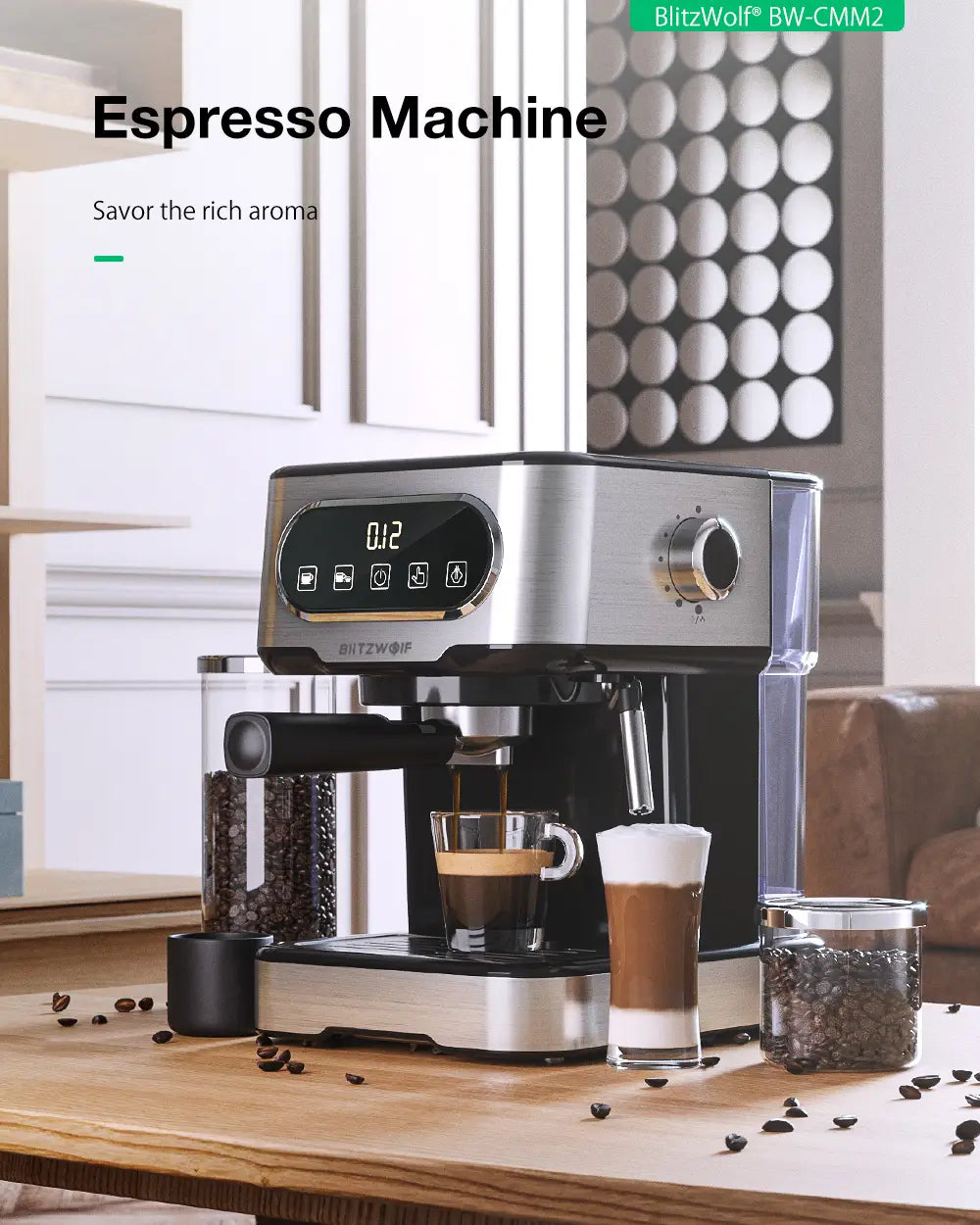 Blitzwolf Espresso Machine: 20 Bar Pressure Extraction
