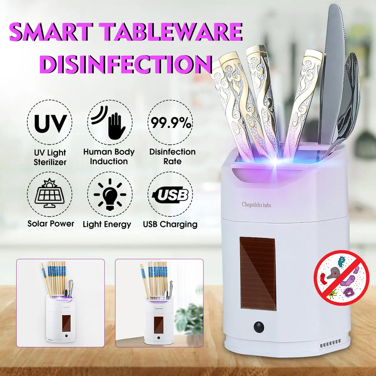 Usb Uv Smart Disinfection Steriliser Fork Spoon Tableware