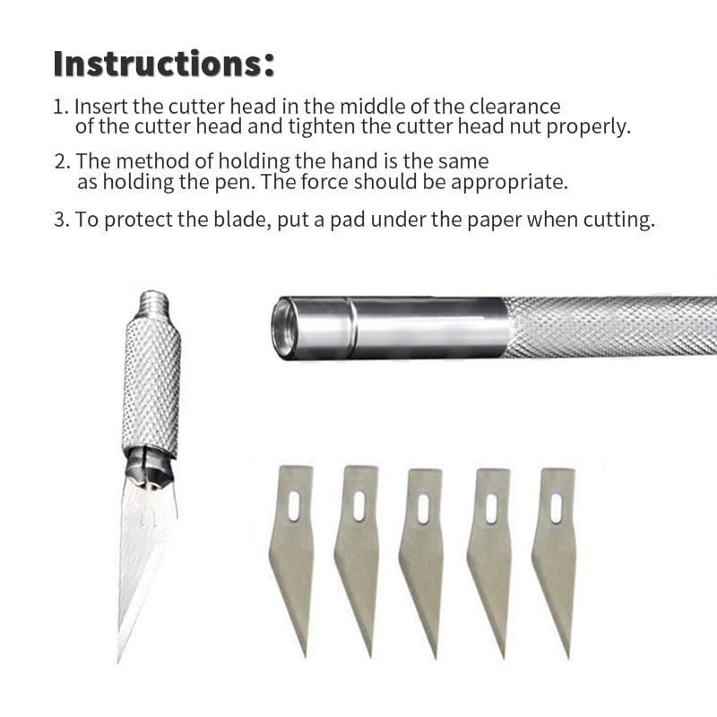 Aluminum Carve Knife Set - 6 Blades Engraving