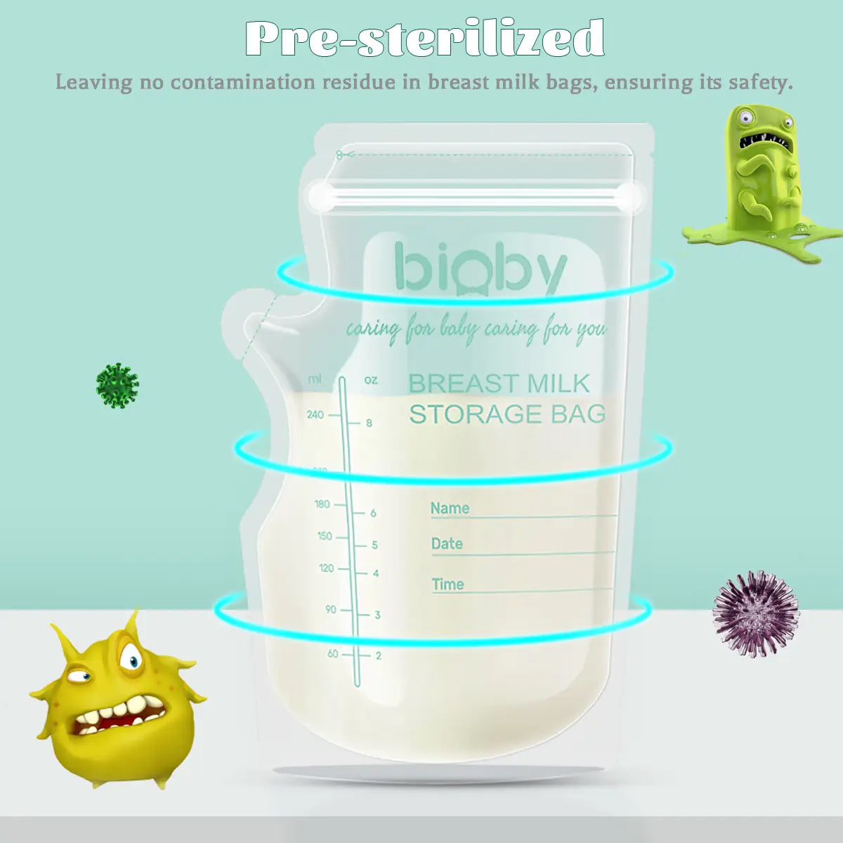 Bioby 100pcs 40ml Milk Freezer Bags Leakproof Mother Baby