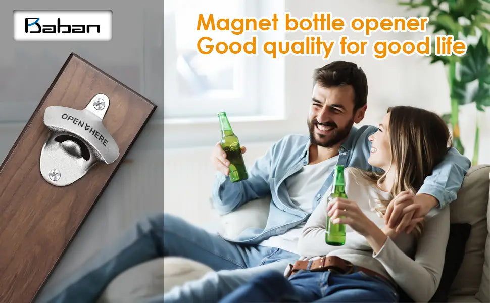 Wooden Wall Mounted Bottle Opener With Magnetic Catch