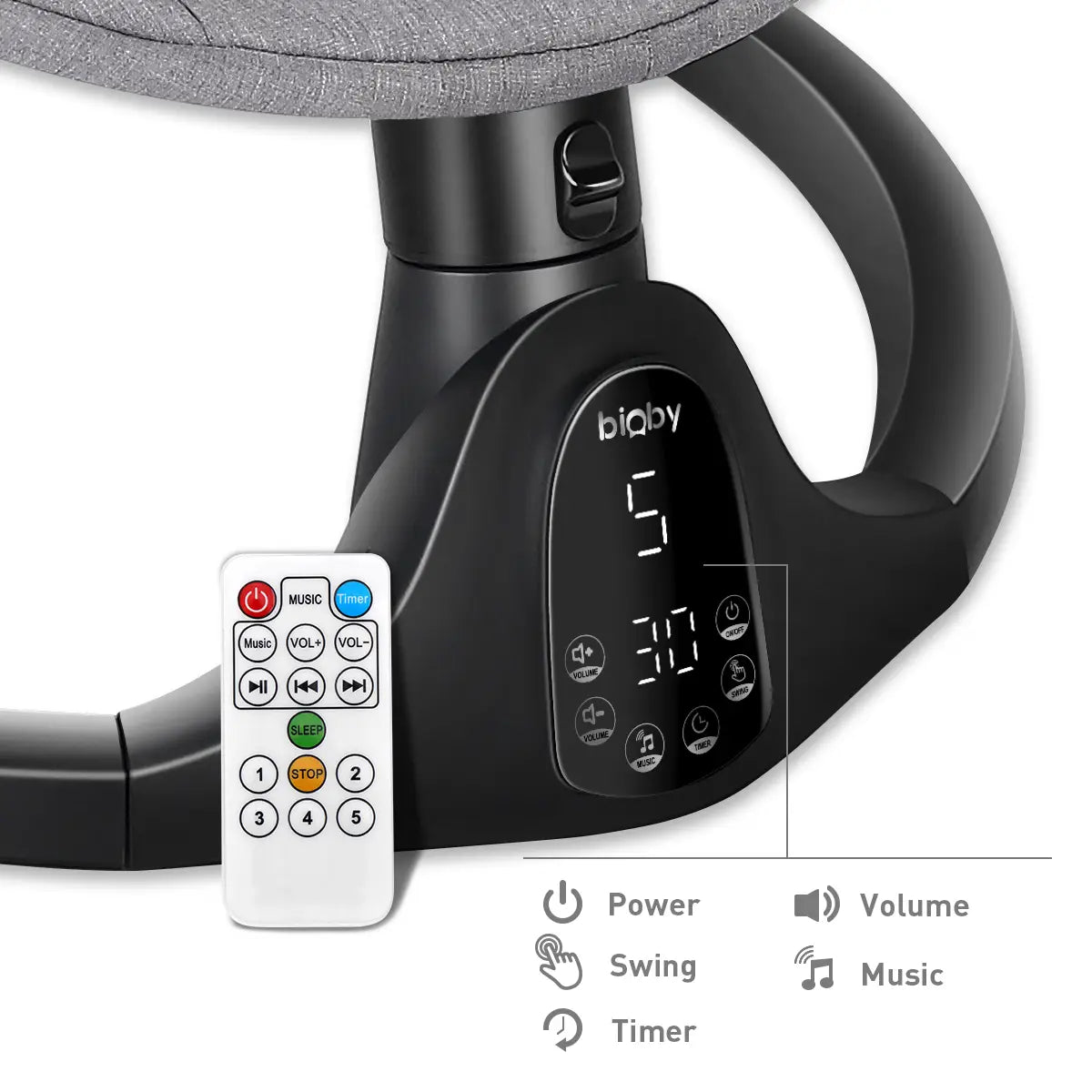 Bioby Electric Baby Swing Chair Bluetooth Music Remote