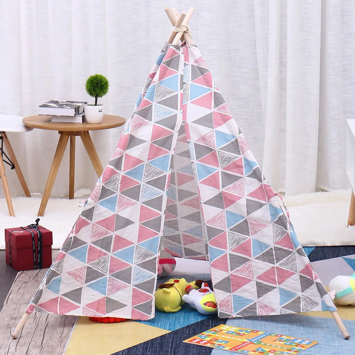 Large Cotton Linen Kids Play Tent Teepee Canvas Playhouse