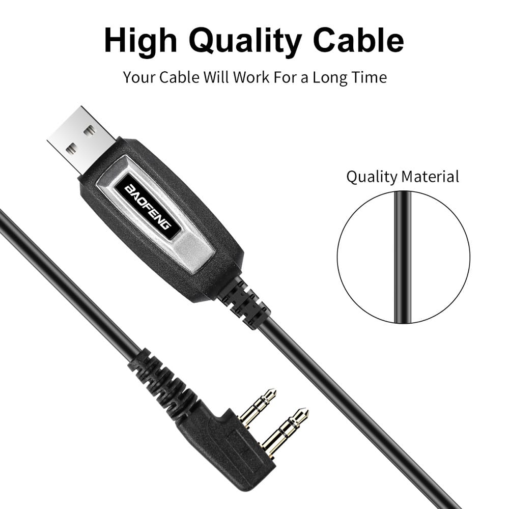 Baofeng 2 Pins Plug Usb Programming Cable For Walkie Talkie