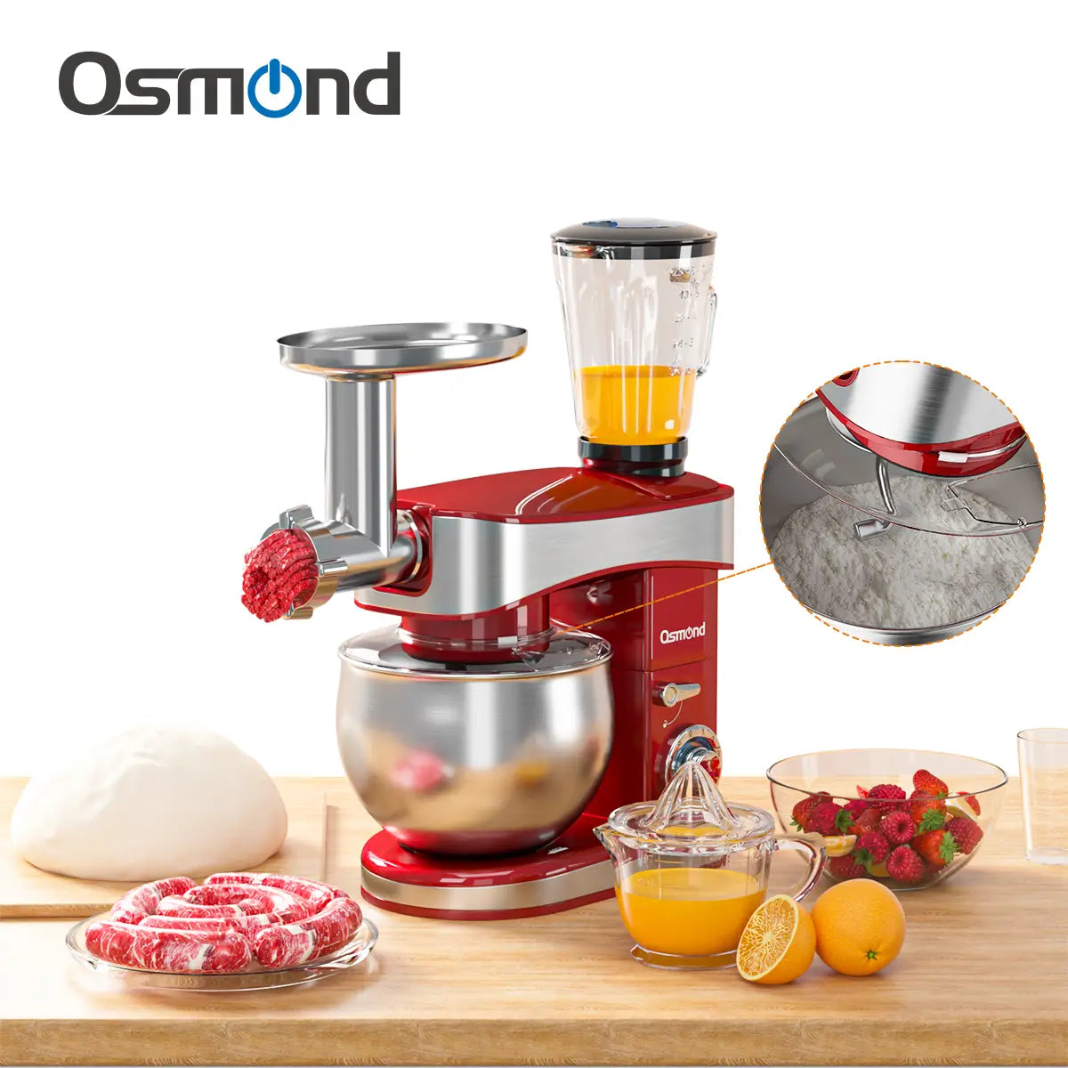 Osmond Sc-213c 1200w 6.5l 3-in-1 Kitchen Food Stand Mixer