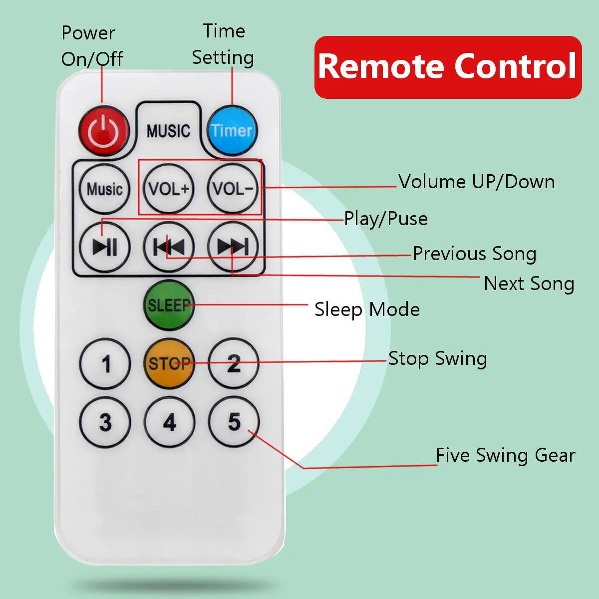 Bioby Electric Baby Swing Chair Bluetooth Music Remote