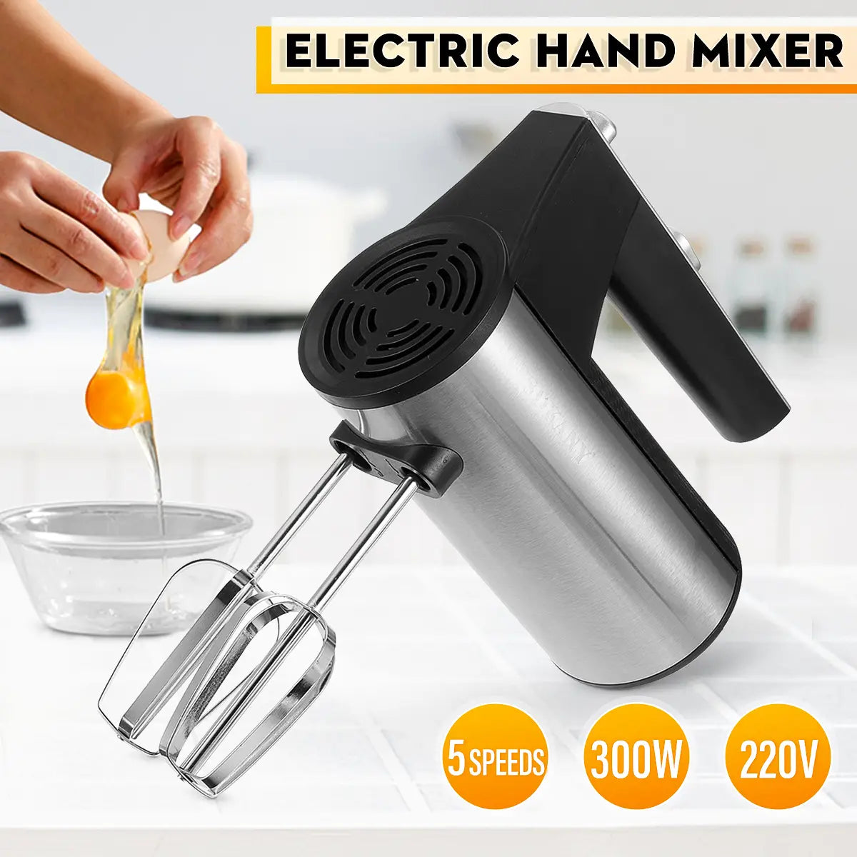 Sokany 6638 300w 220v 5 Speed Electric Hand Mixer Whisk Egg