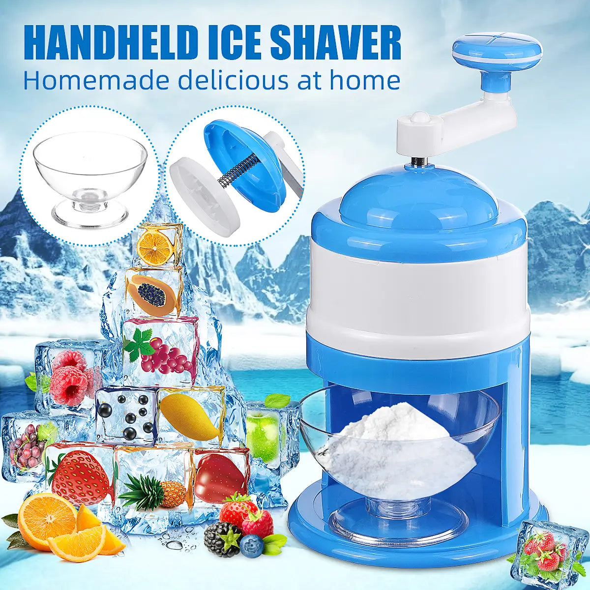 Electric Stainless Steel Ice Crusher Snow Cone Shaver Maker