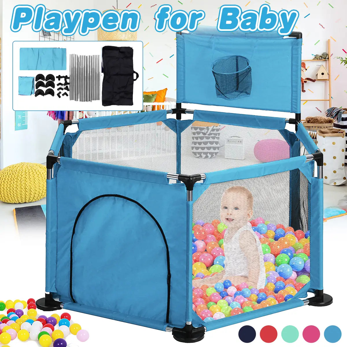 Baby Playpen Oxford Cloth Balls Pool Infant Playground Fence